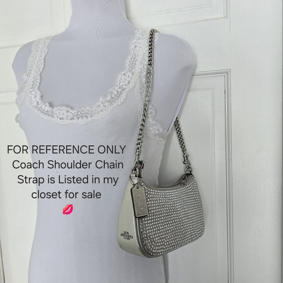Coach Teri Mini Crystal Silver Metallic Leather Shoulder Crossbody Bag - Picture 4 of 14